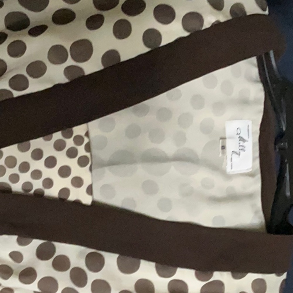 Polka Dot Tote Bag with Brown Accents